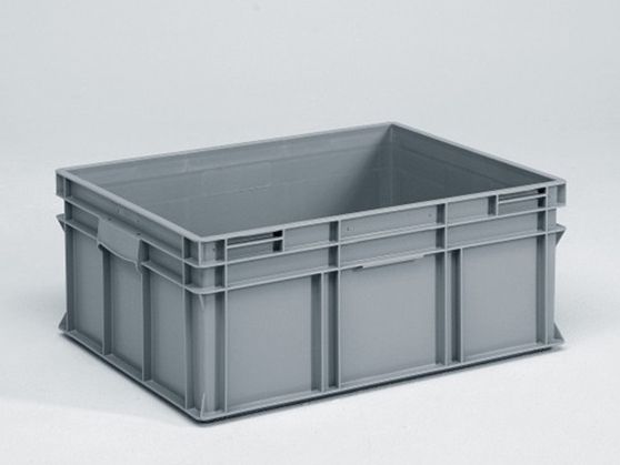 Grand bac gerbable norme Europe alimentaire 800x600x325 mm 134L Normbox GRIS