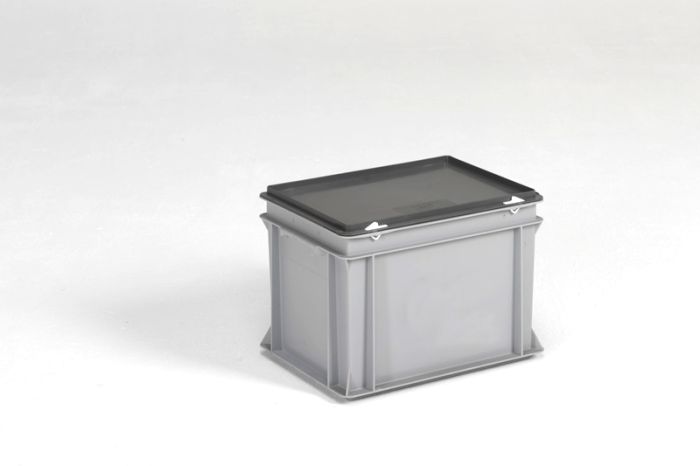 Caisse plastique avec couvercle 400x300x285 mm 25 litres GRIS