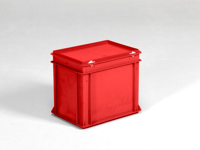 Caisse plastique avec couvercle 400x300x340 mm 30 litres ROUGE