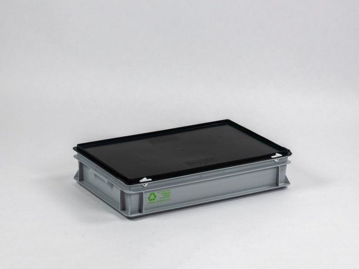 Caisse plastique avec couvercle NOIRE 600x400x135 mm 20 litres 