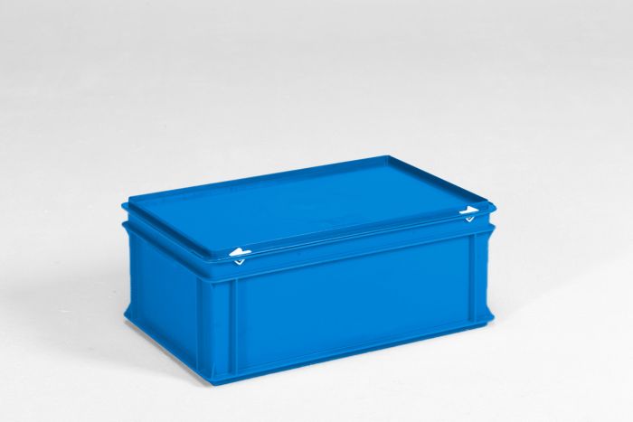 Caisse plastique avec couvercle 600x400x235 mm 40 litres BLEU