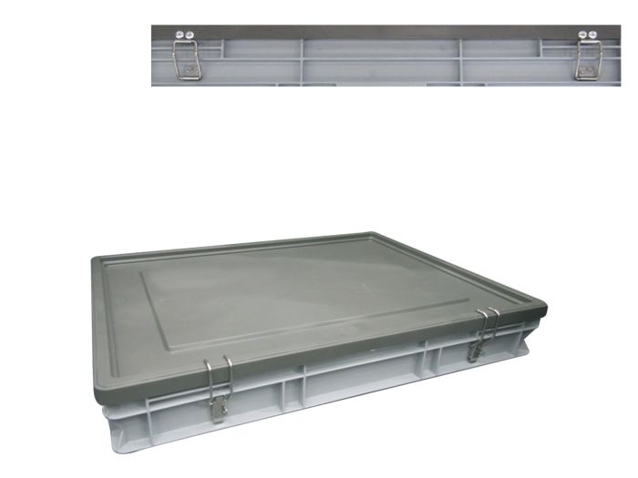Bac plastique gerbable avec couvercle serrure E-line 800x600x120 mm
