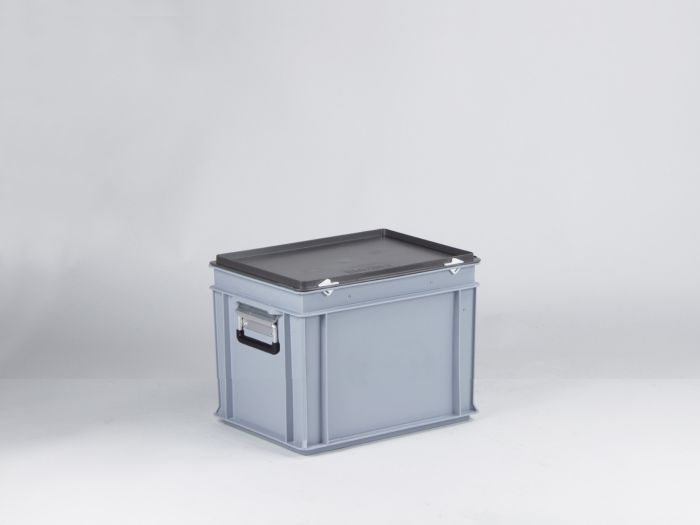 Malle de rangement plastique 400x300x287 mm 25L poignées alu, GRIS