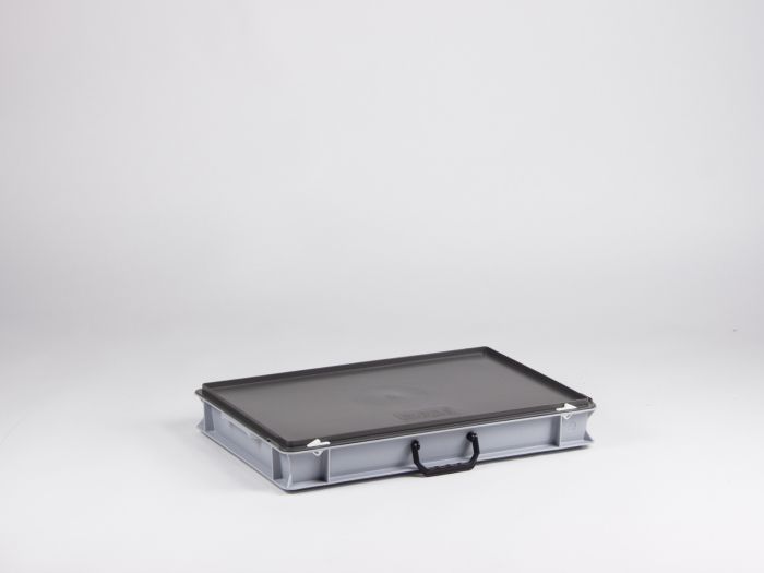 Mallette de transport plastique plate 600x400x90 mm 14L GRIS