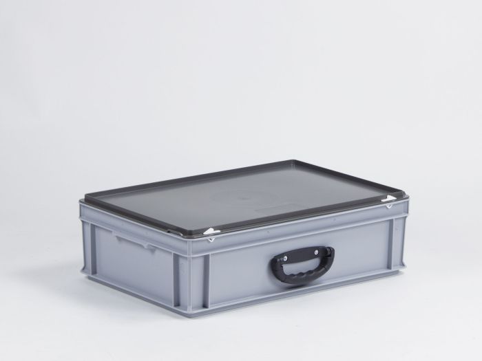 Mallette en plastique E-Line 600x400x185 mm 30 lt 1 poignée, GRIS