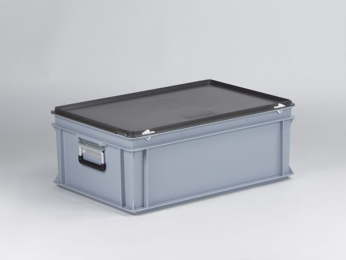 Malle de rangement plastique 600x400x235 mm 40L poignées alu, GRIS