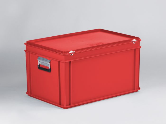 Malle de rangement plastique 600x400x340 mm 60L poignées alu, ROUGE