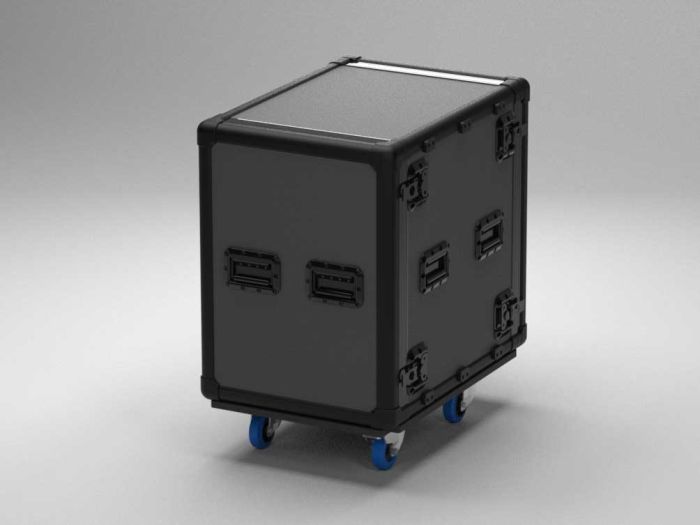 19" Exo Rack Case 14U, 574 x 804 x 750 mm, porte double sur roulettes