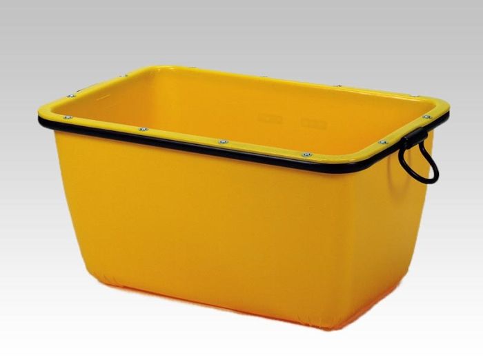 Bac à mortier plastique, ciment 200 lt avec anses, jaune