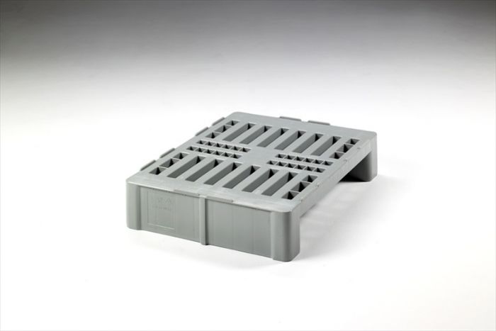 Demi palette plastique alimentaire H2 80x60 cm 2 semelles fermées GRIS