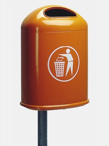 Poubelle urbaine acier murale ou poteau 42 lt 400x300x600 mm orange