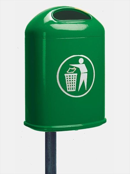 Poubelle urbaine acier murale ou poteau 42 lt 400x300x600 mm vert