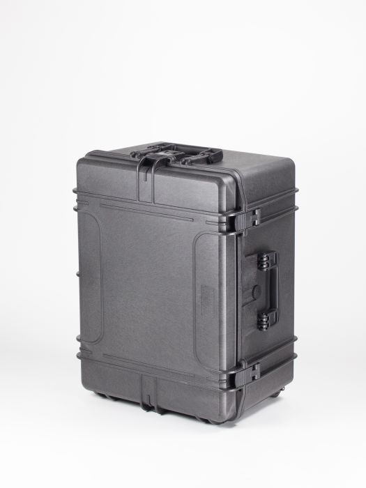 Grande valise trolley plastique étanche avec mousse, 687x528x376 mm, noir