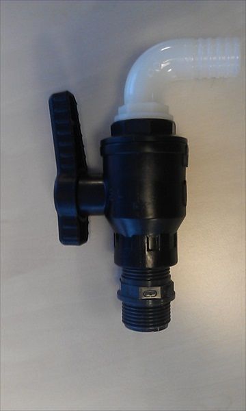 Robinet de vidange pour caisse palette 1 pouce avec sorti courbé