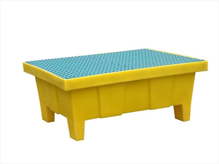 Bac de rétention 70 liter 810x640x340 mm avec grillage plastique, 4 pieds, jaune