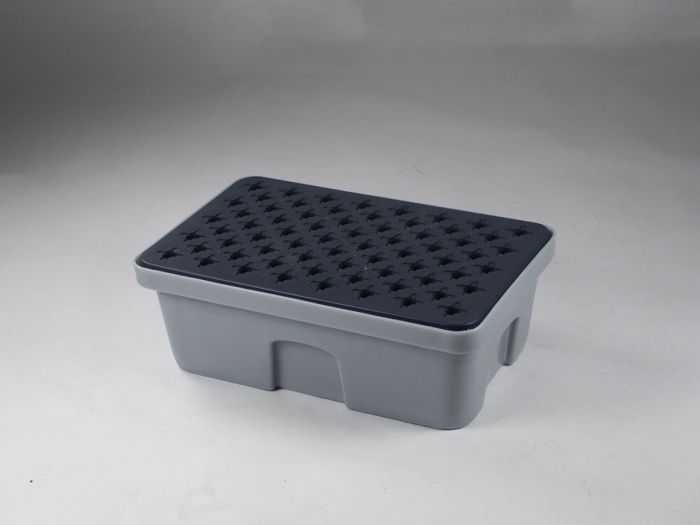 Bac de rétention laboratoire 40L caillebotis plastique 635x415x210 mm