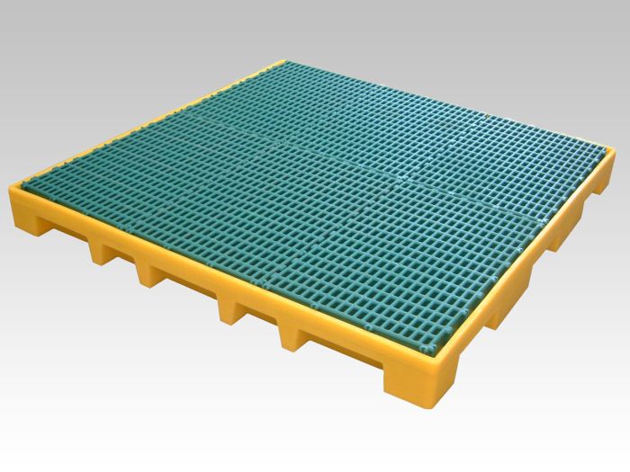 Plateforme de rétention à caillebotis plastique 120 lt 1245x1245x115 mm