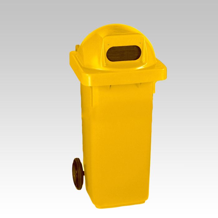 Conteneur poubelle tri sélectif extérieur 120L JAUNE ouverture ovale