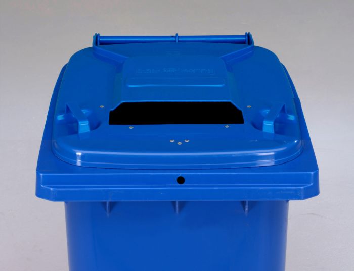 Conteneur poubelle 240 litres avec serrure triangulaire et fente