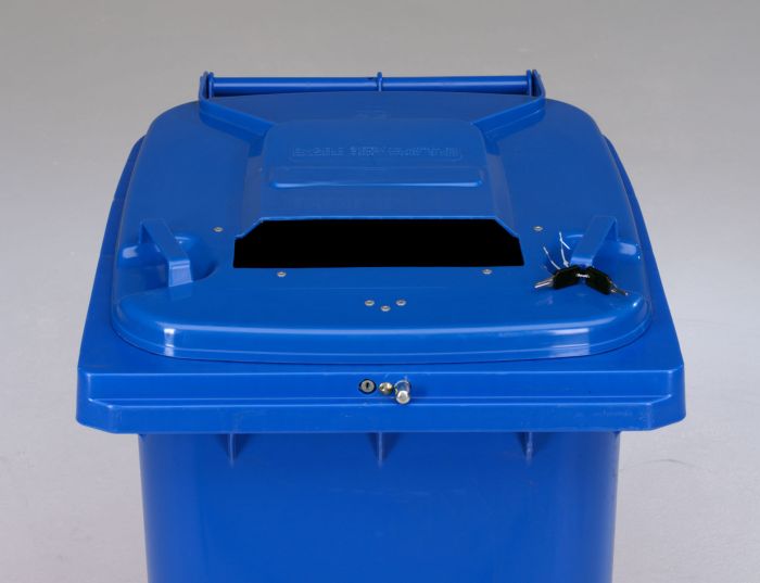 Conteneur poubelle 240 litres serrure automatique et fente pour papier