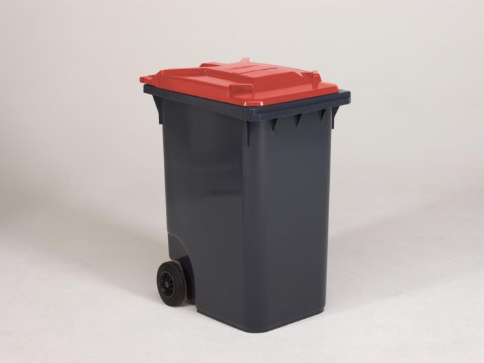 Conteneur poubelle 360 litres GRIS couvercle ROUGE