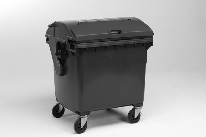 Conteneur à déchets 1100 litres 4 roues corps GRIS, clapet GRIS