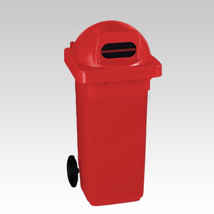Conteneur à déchets tri sélectif 120 litres rouge avec fente