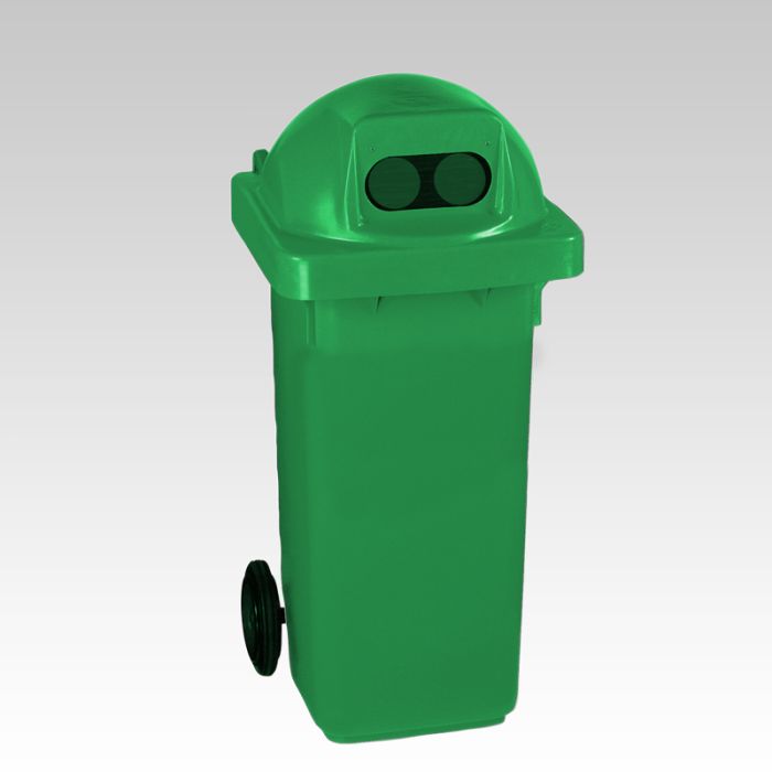 Conteneur à déchets tri sélectif 120 litres vert avec 2 ouvertures