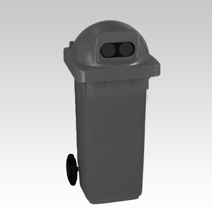 Conteneur à déchets tri sélectif 120 litres gris avec 2 ouvertures