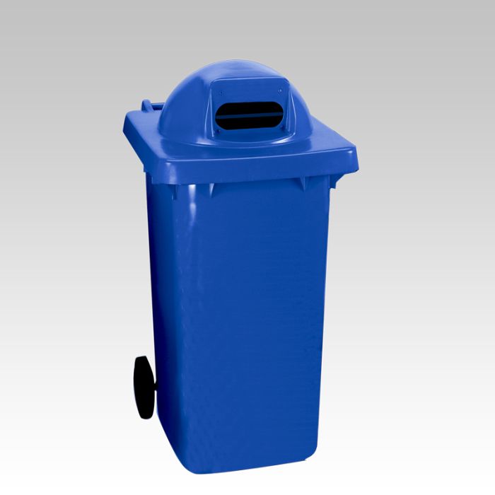 Conteneur à déchets tri sélectif 240 litres bleu avec fente