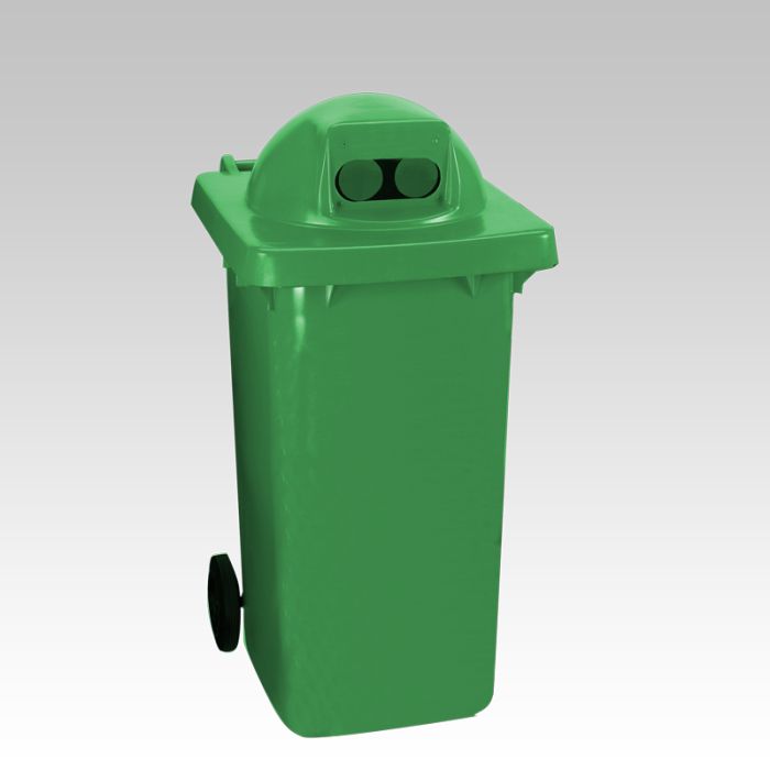 Conteneur à déchets tri sélectif 240 litres vert avec 2 ouvertures