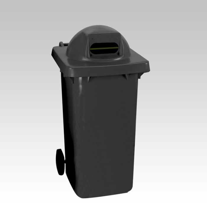 Conteneur à déchets tri sélectif 240 litres gris avec ouverture fente