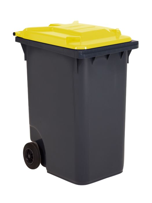 Conteneur poubelle 360 litres GRIS couvercle JAUNE