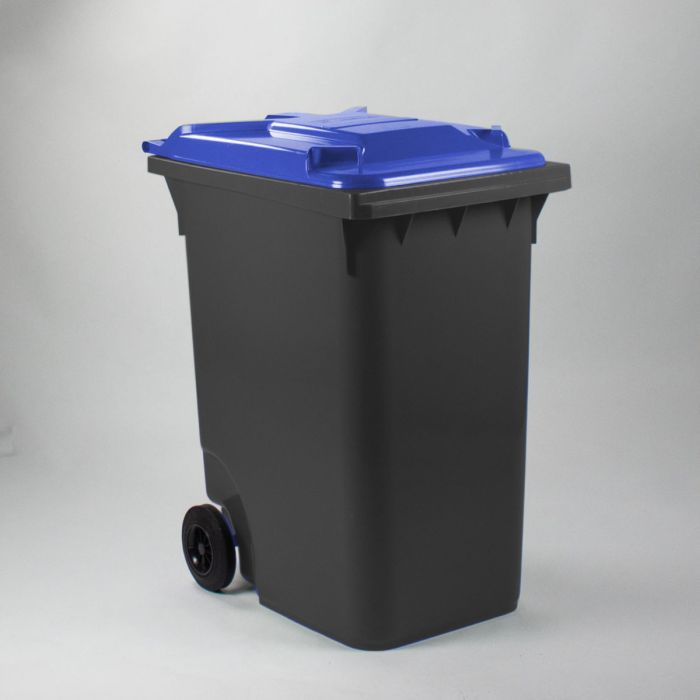 Conteneur poubelle 360 litres GRIS couvercle bleu