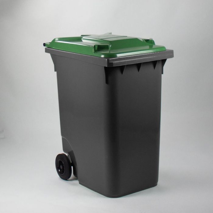 Conteneur poubelle 360 litres GRIS couvercle VERT
