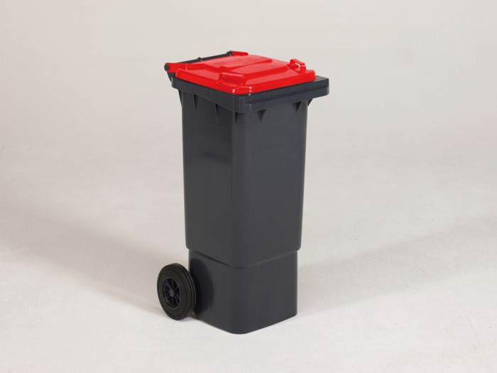 Conteneur poubelle 80 litres GRIS couvercle ROUGE
