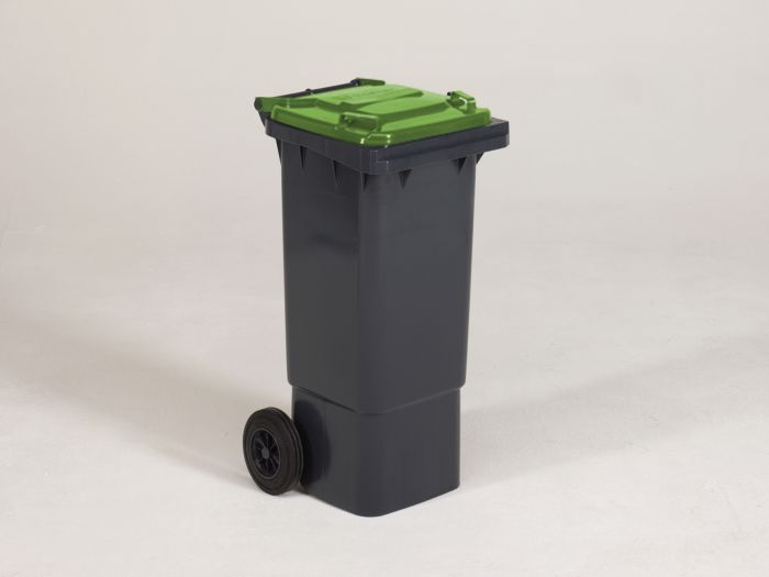 Conteneur 2 roues 80 litres, corps gris/couvercle vert