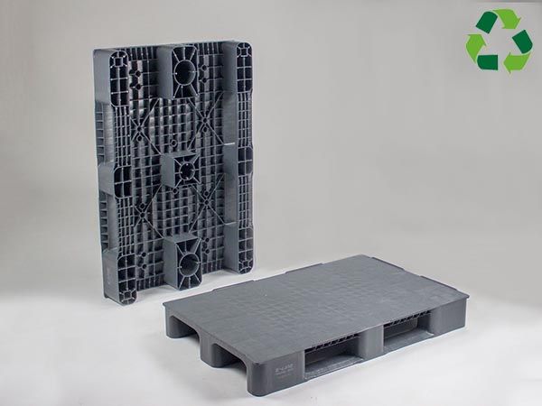 Palette Europe plastique 1200x800 pleine 3000/1000/400 kg 2 patins