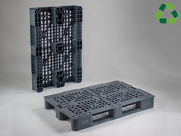 Palette Europe plastique 1200x800 gris 3000/1000/400 kg 2 patins