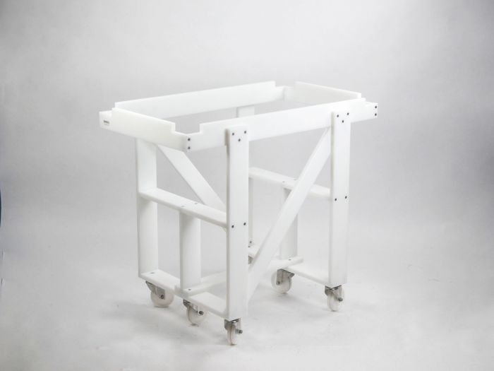 Support pour bac à mélanger 145L sur roulettes inox