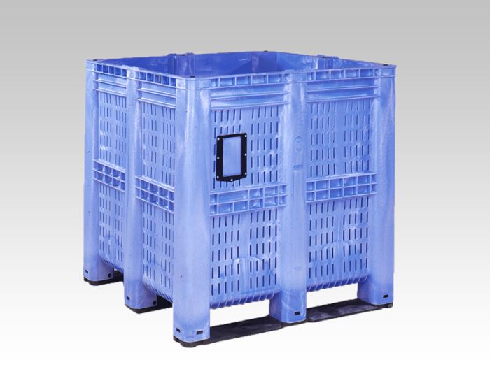 Caisse palettes Jumbo, perforé 130x112x125cm 1400L 3 patins bleu