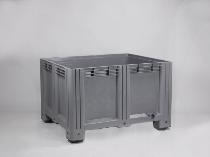 Palox plastique alimentaire 100x120x76 cm 610 litres 4 pieds GRIS