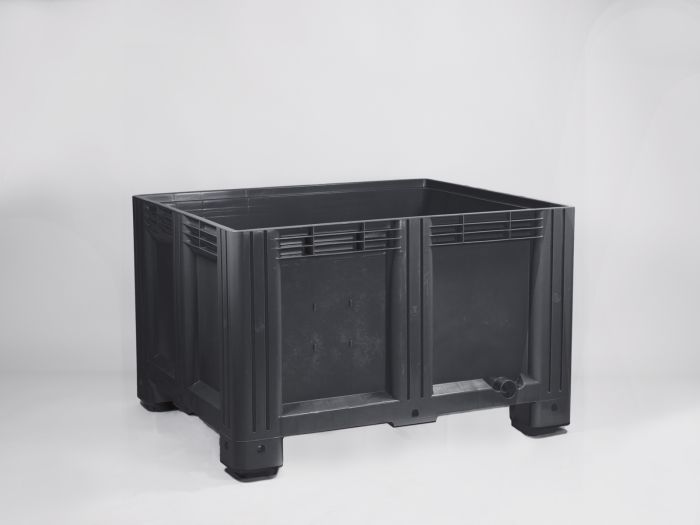 Palox plastique 1200x1000x760 mm 610L étanche 4 pieds NOIR