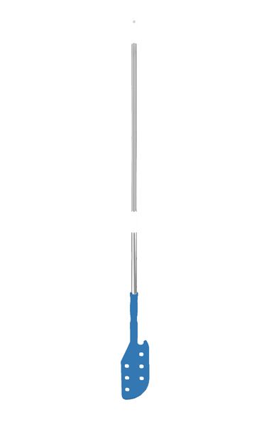 Spatule alimentaire plastique à trous et grattoir 125x190x1760 mm bleu