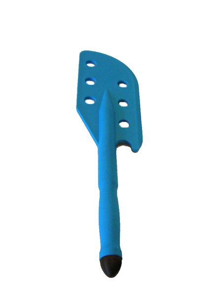 Spatule alimentaire plastique à trous et grattoir 125x190x540 mm bleu