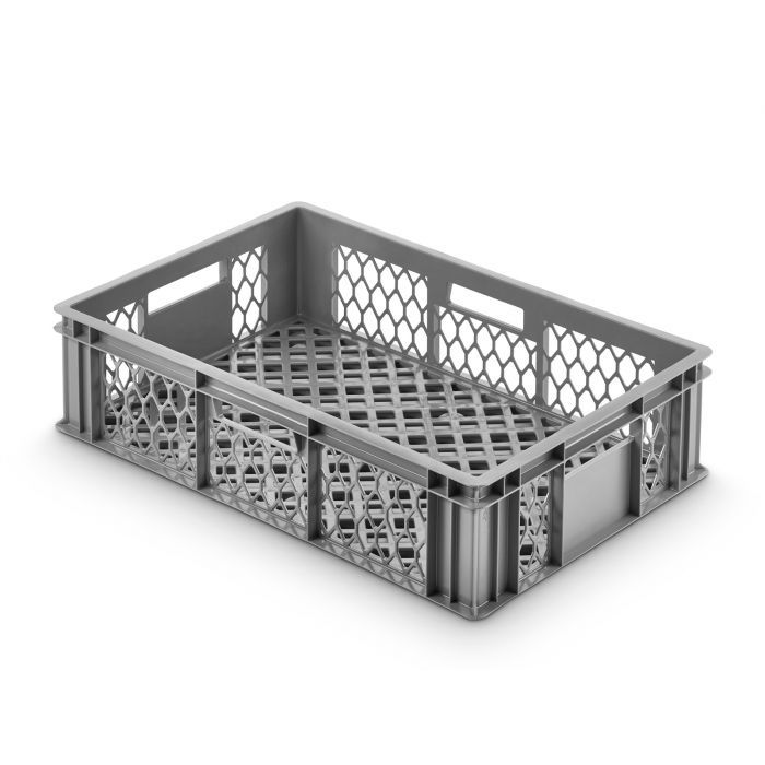 Bac gerbable euronorm 33L, 600x400x171 mm, perforé, gris clair
