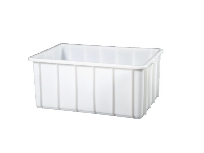Grand bac plastique alimentaire gerbable 83x57x35 cm 130L BLANC