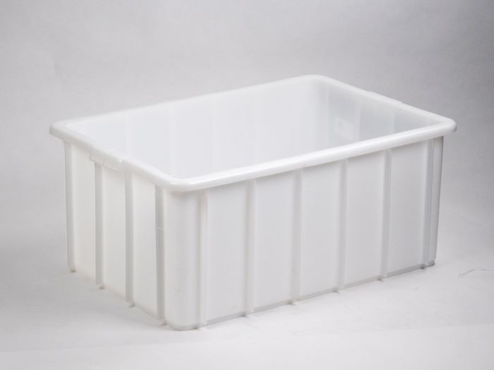 Grand bac plastique alimentaire gerbable 83x57x35 cm 130L BLANC