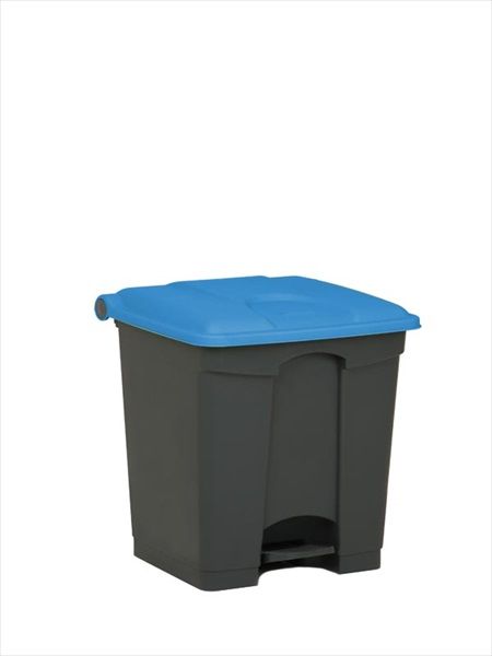 Poubelle plastique avec pédale 400x400x430 mm, 30 L, gris-bleu