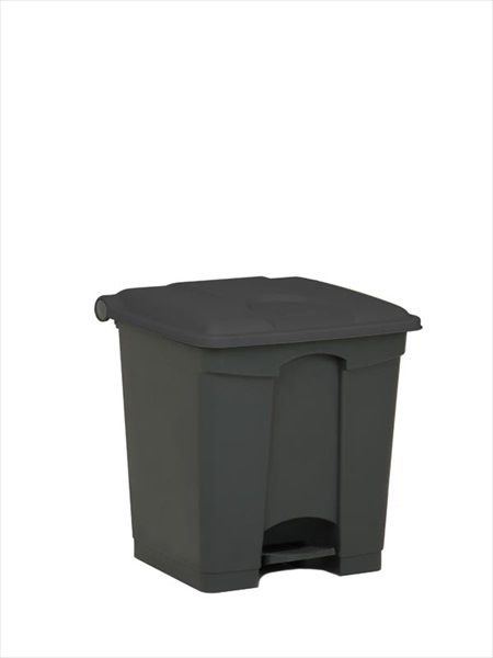 Poubelle plastique avec pédale 400x400x430 mm, 30 L, gris